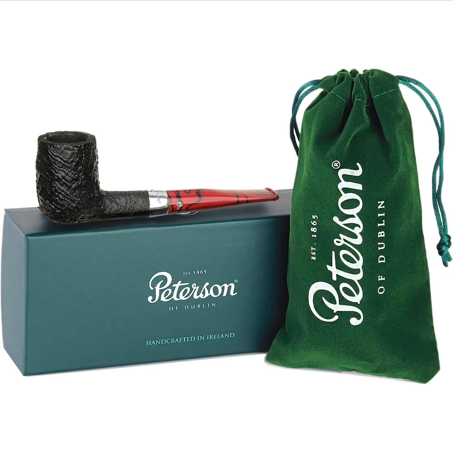 Peterson Dracula Sandblasted X105 Fishtail, Straight Billiard Tobacco Pipe, 3mm