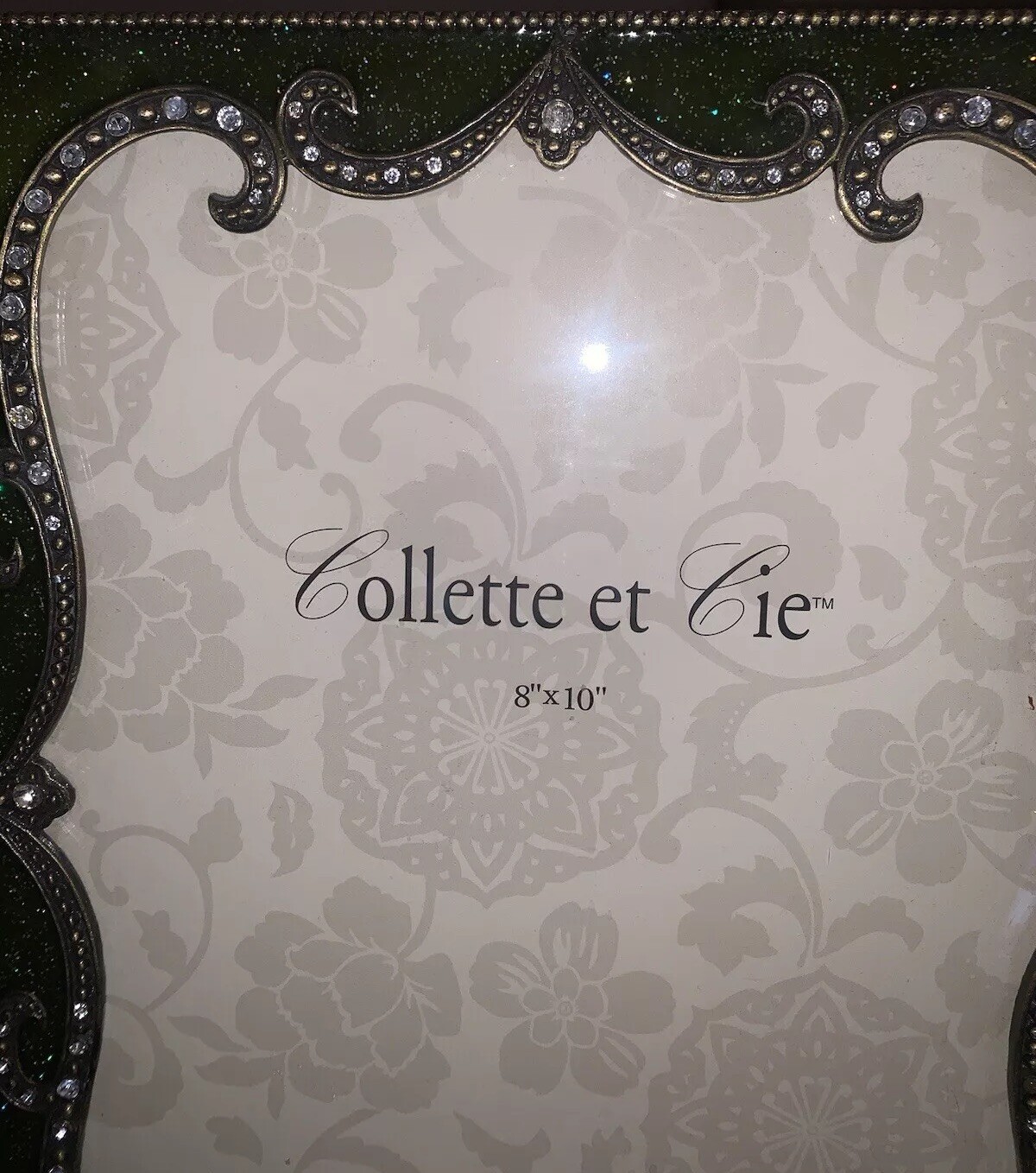 VTG Collette Et Vie Rhinestone Enamel 8×10 Photo Picture Frame 9 1/8”W 11 1/8”T