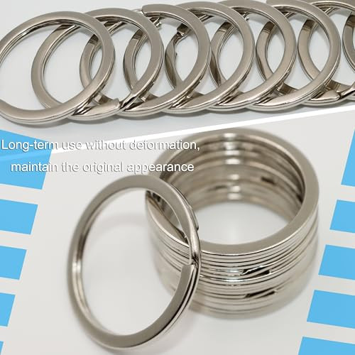 Key Ring – 316L Stainless Steel Flat Keyrings – 10Pcs 1.25″ (32mm) Round Split