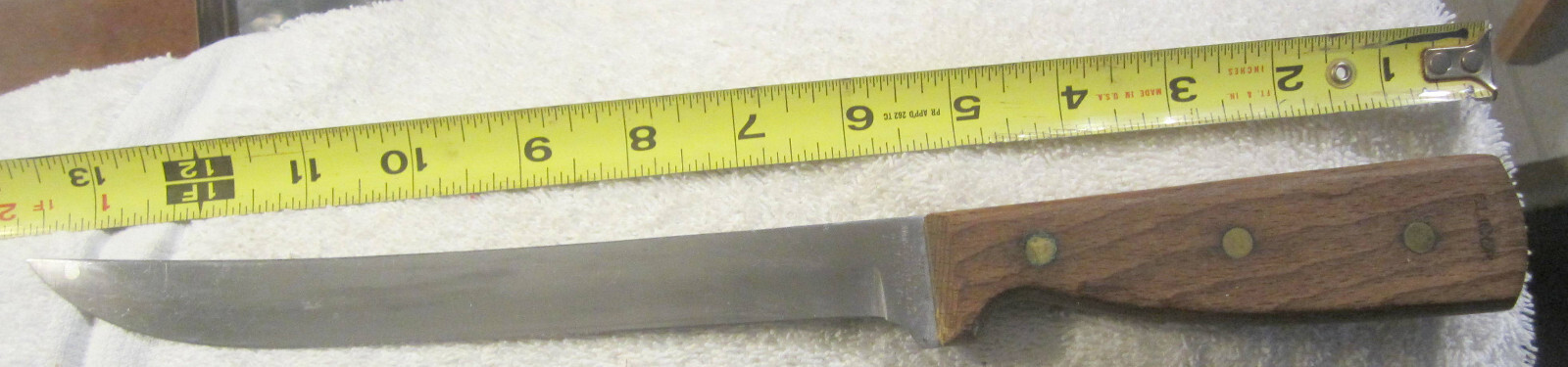 13.25″ Meridian Stainless Steel Boning Knife 8″ Full Tang Wood Handle Japan,VTG