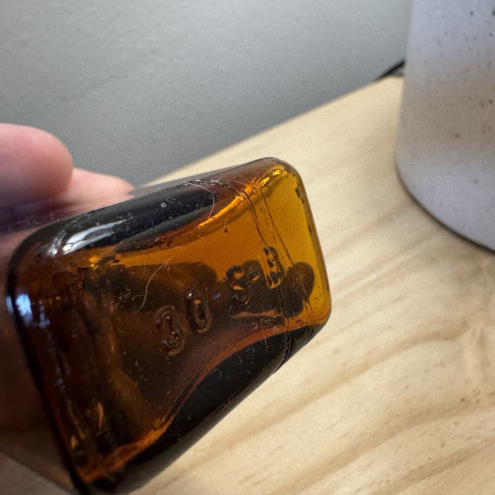Labeled Asafetida Tablets Antique amber Medicine Bottle Original Cont