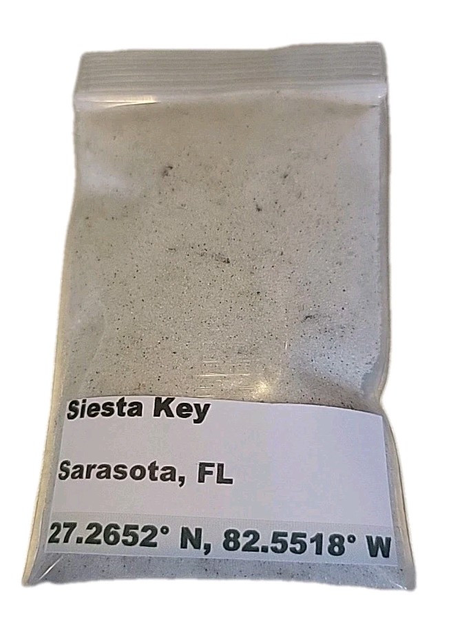 SIESTA Key beach Sarasota Florida sand,dirt,earth, ocean, White sample Apx. 30ml