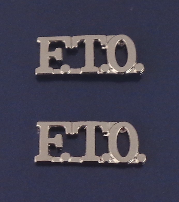 F.T.O. 3/8″ Silver Metallic collar pins WITH PERIODS Field Training Officer FTO