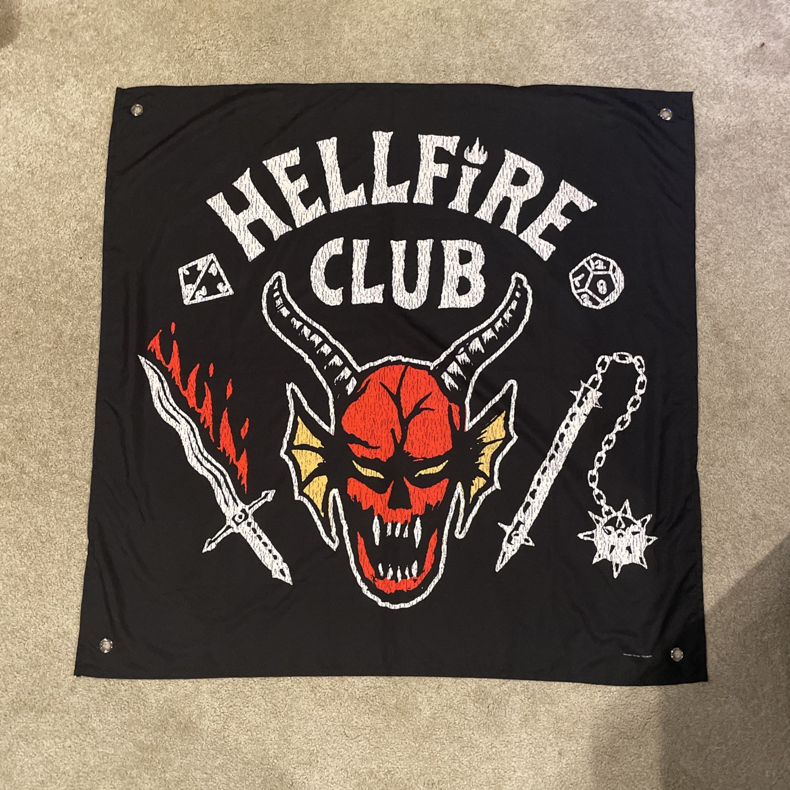 Stranger Things Hellfire Club Hanging Wall Banner Sign Flag – 39×39 Inches