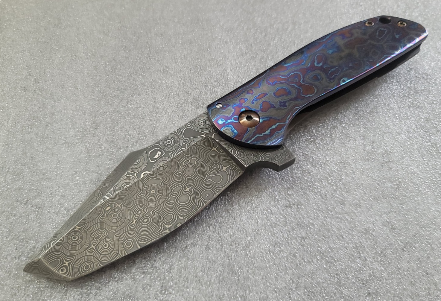 Ray Laconico Knives Full Dress Angry Baby Bear, Raindrop Damascus, Zircuti