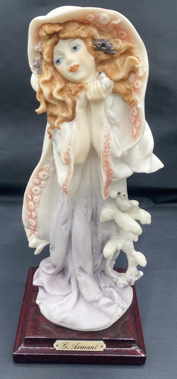 Giuseppe Armani Winter Figurine Four Seasons Collection Girl With Birds 8 1/4in”