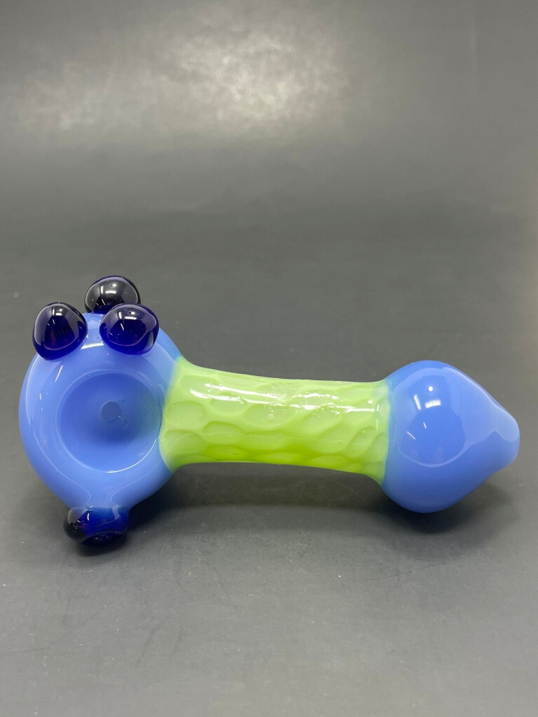 5″ Collectible TOBACCO Neon Green Scales Glass Hand Smoking Pipe w/ Carb Hole
