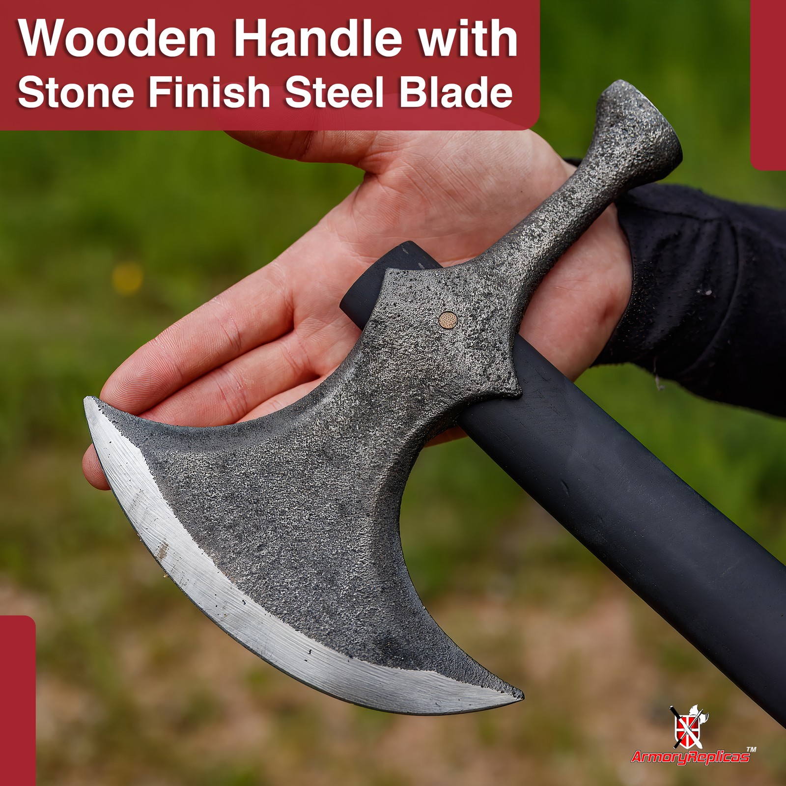 Rustic Barbarian Medieval Viking Hammerhead Battle Axe