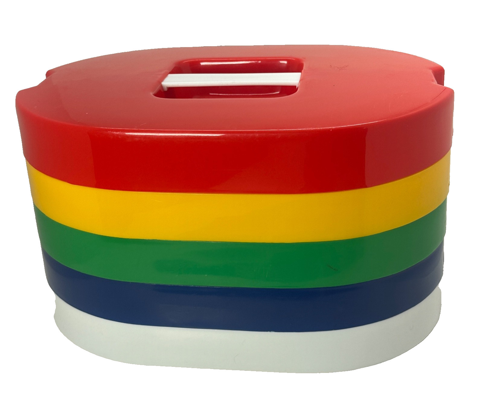 Vintage Stackable Trays Bright Colors Divided Sections Lunch Camping Picnics