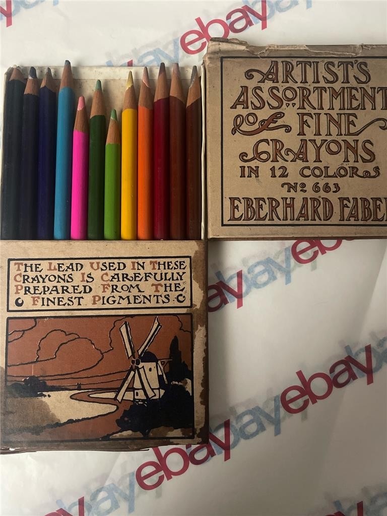 1906 EBERHARD FABER NO 663 12 COLORED LEAD PENCILS IN BOX