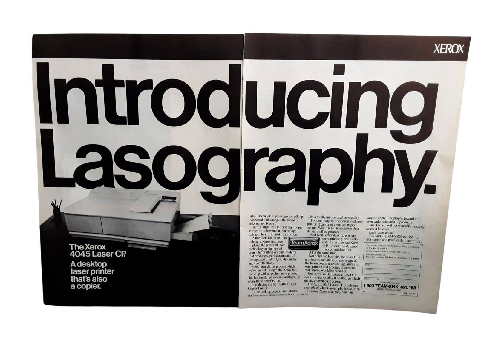 1986 Xerox Laser Printer Vintage Print Ad Original Lasography Office Tech