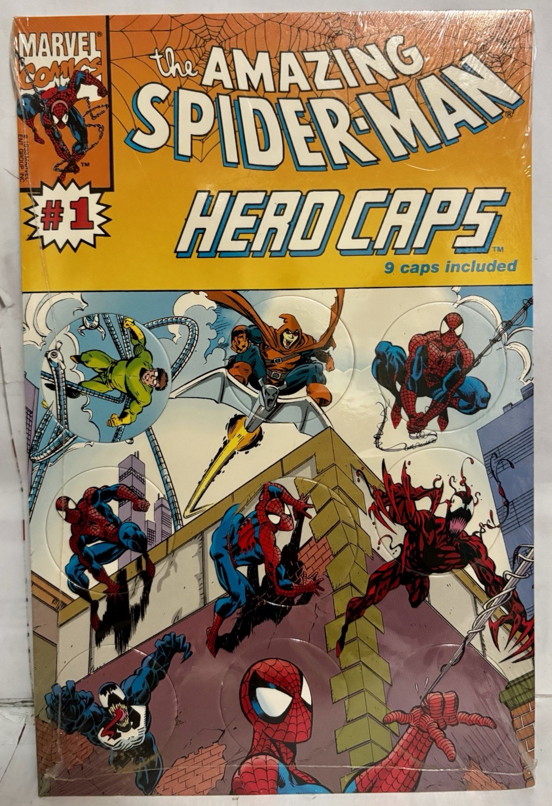 Vintage 1993 Marvel Comics The Amazing Spider-Man HERO CAPS #1 Sealed POGS! Fast