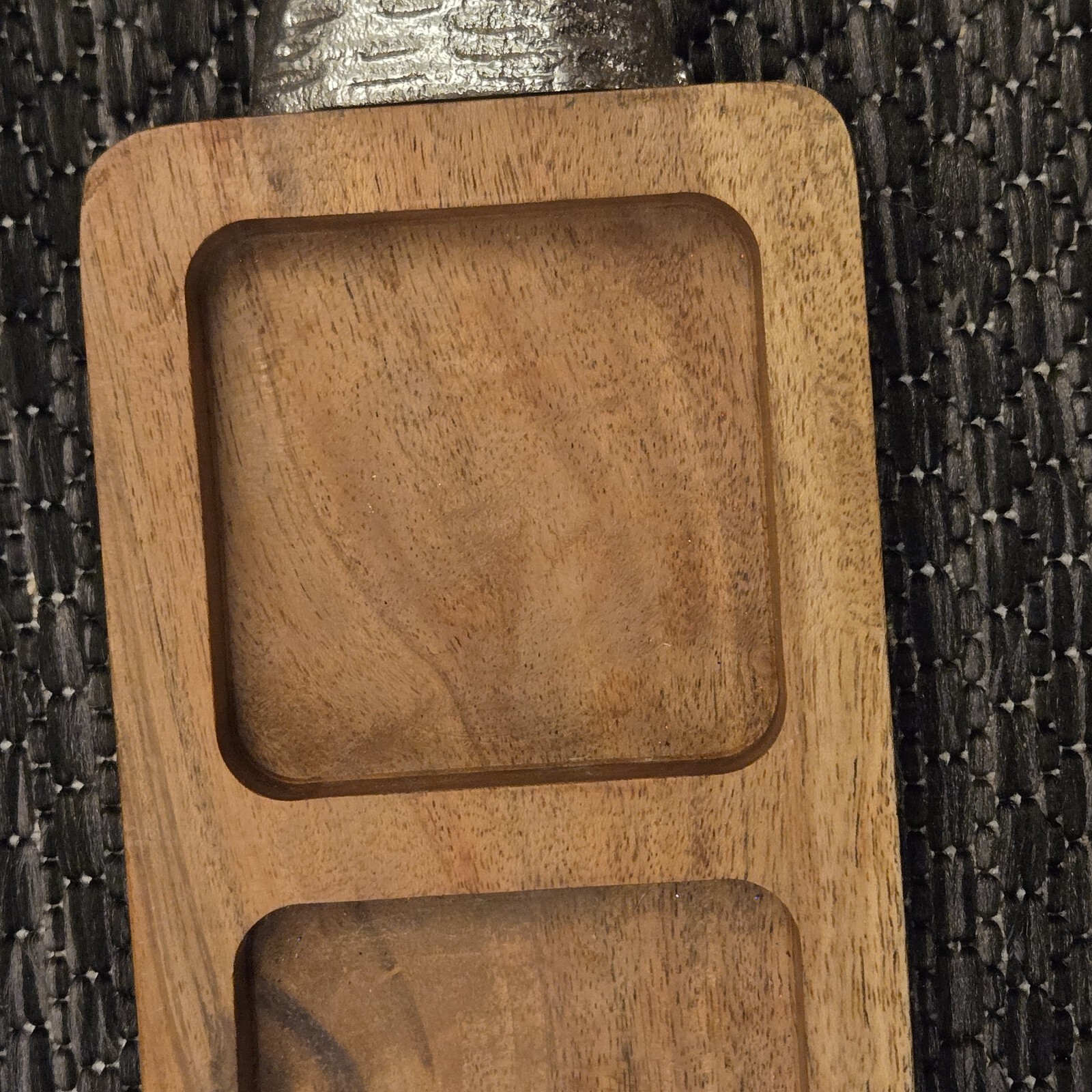 Handmade Wood & Meta Divided 3 Sections Serving Tray 4×17″ Carrot Shaped India