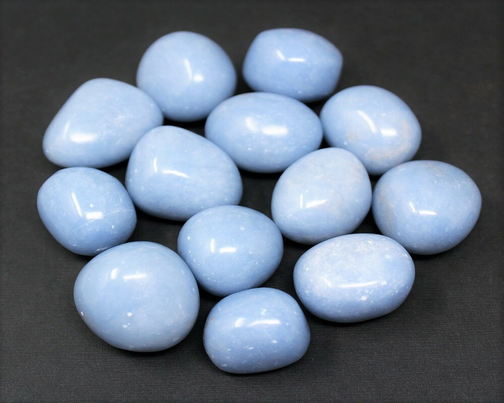 1/4 lb Bulk Medium Large Premium Grade Angelite Tumbled Stone Crystal 4 oz