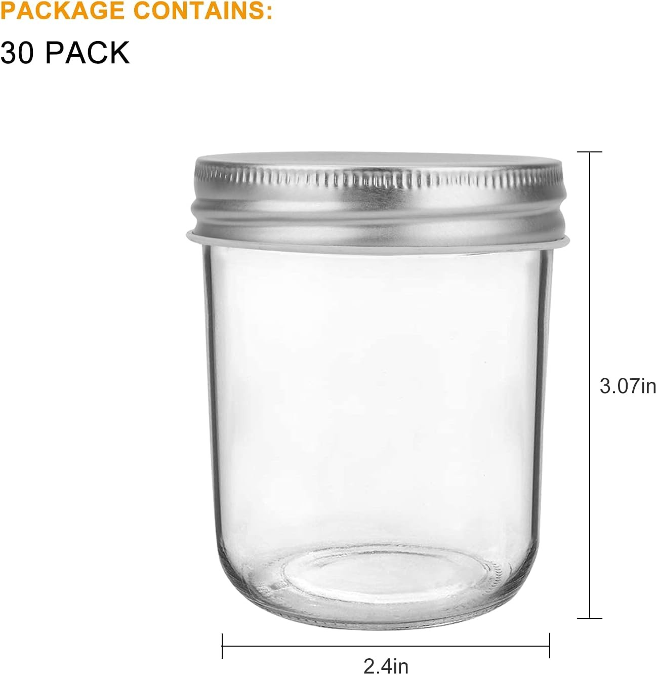 30 Pack 6 Oz 180Ml Mason Jars Glass Jelly Jars Canning Jars with Regular Lids