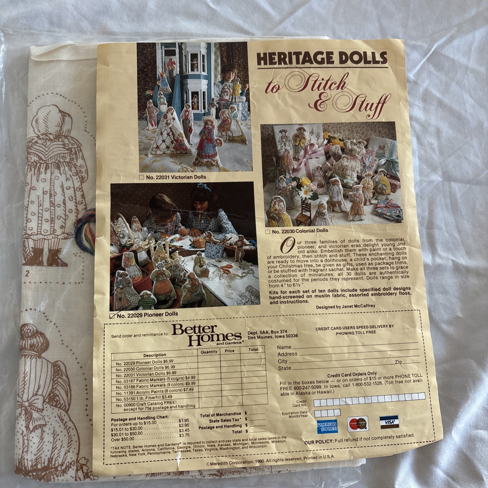 VTG Heritage Dolls To Stitch & Stuff Kit Pioneer Better Homes & Gardens 22029
