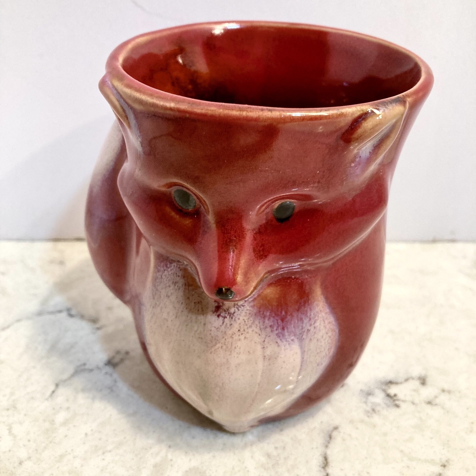 Giftcraft Red Fox 3D Right Hand-warmer Ceramic Mug 16oz. Tail-Shaped Handle