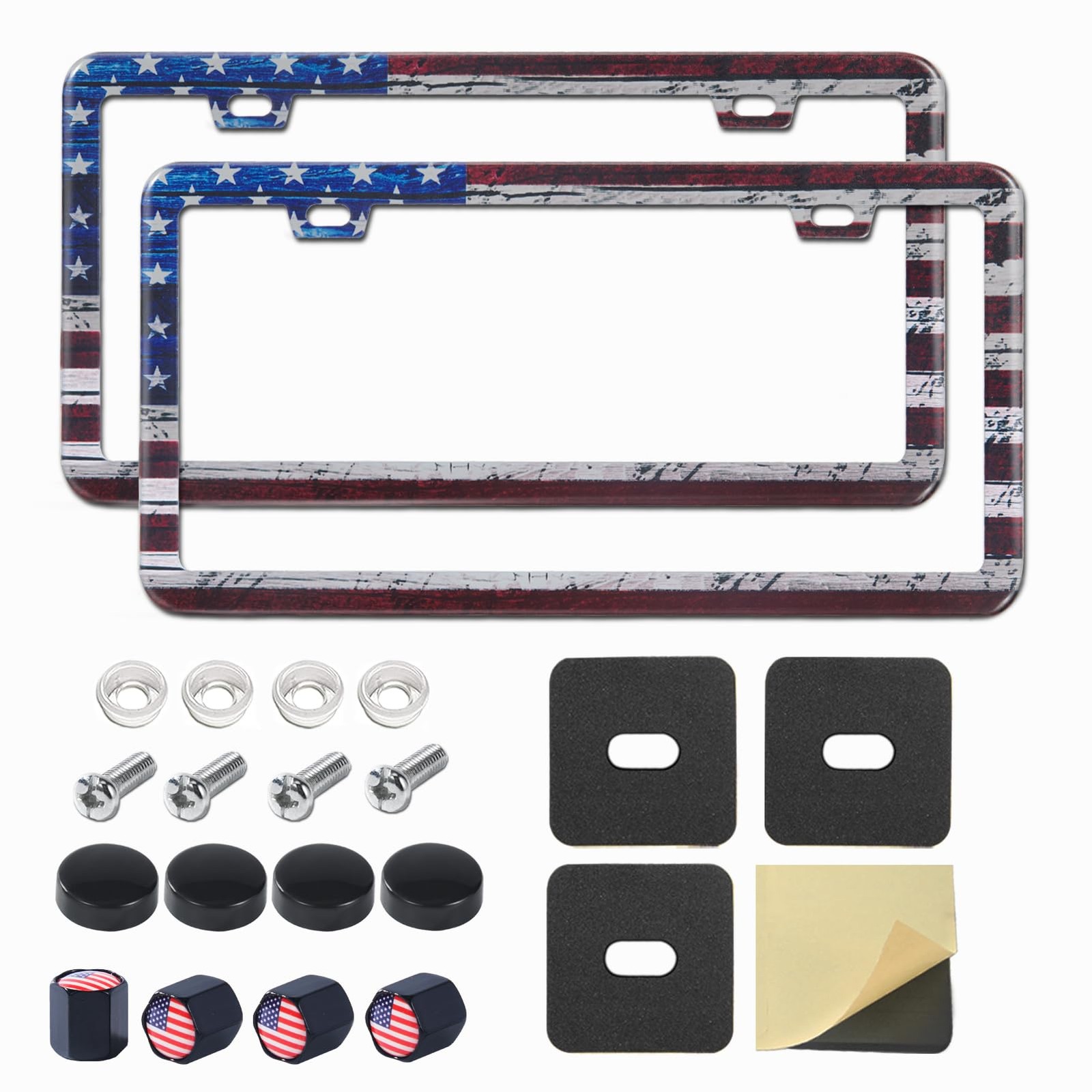 American Flag License Plate Frame, Premium Fashion Matte Aluminum Holder with…
