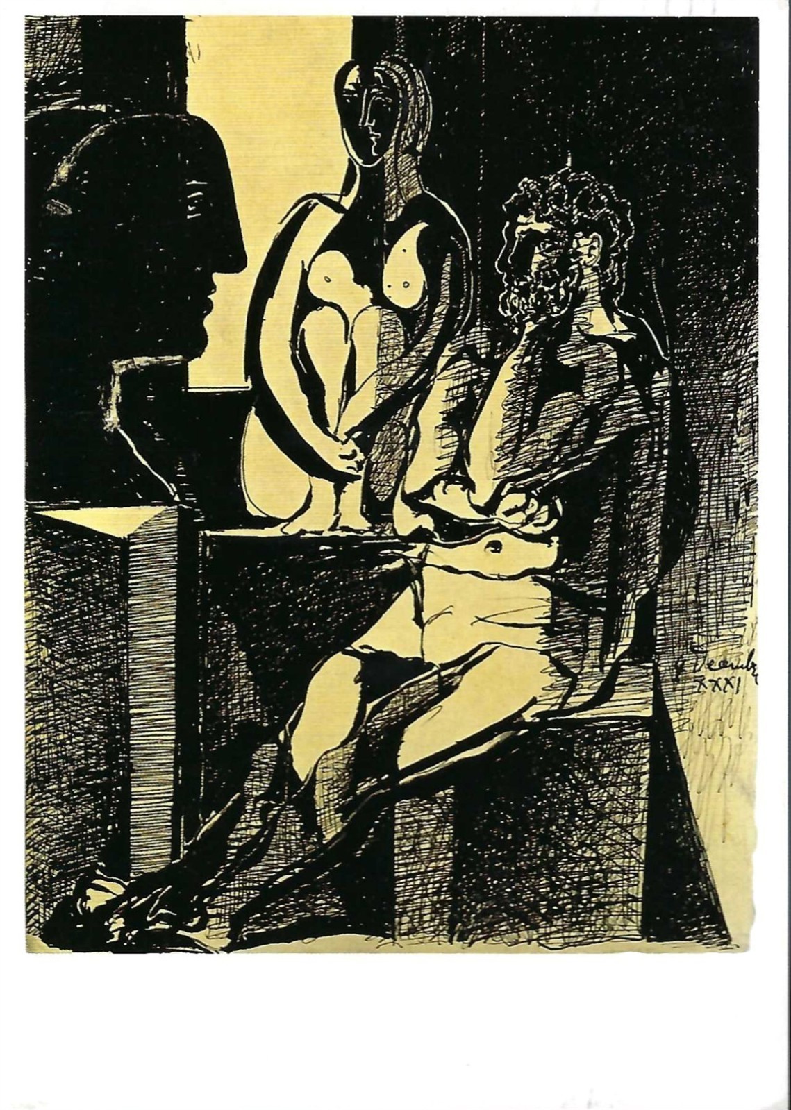 Vintage Postcard, Pablo Picasso, The Sculptor’s Studio, MOMA Painting, Art, used