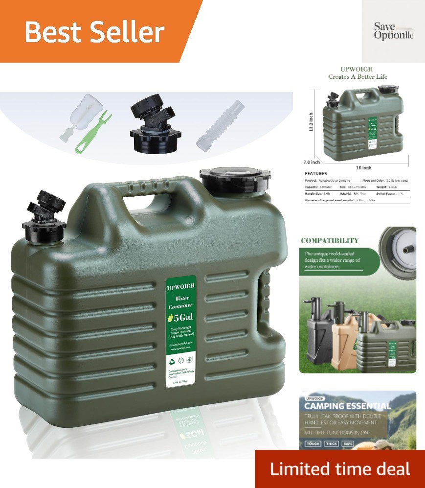 5 Gallon Leakproof Water Jug with Spigot | Military Green, Truly No Leakage D…