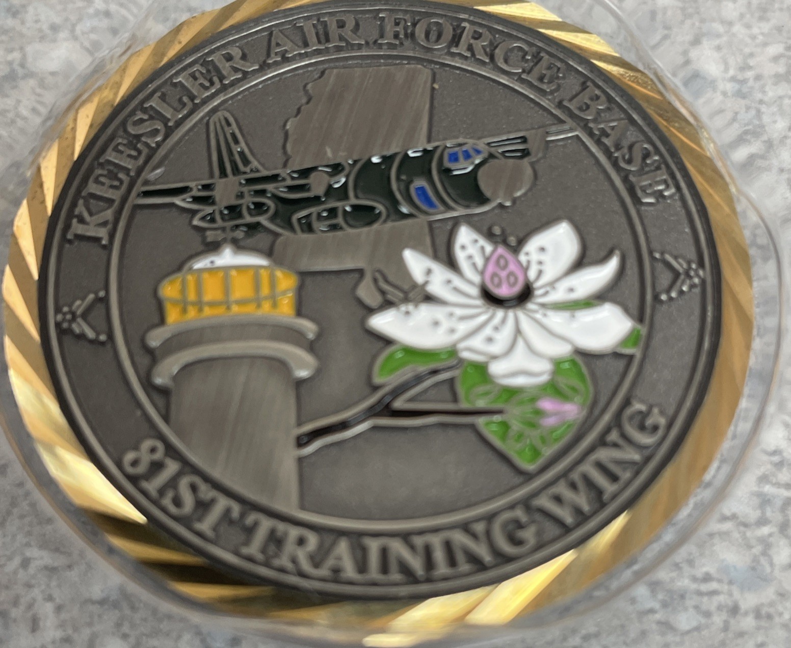 Coin – Keesler AFB MS Base Challenge Coin 81 Training Wing – Color- New W/ Case
