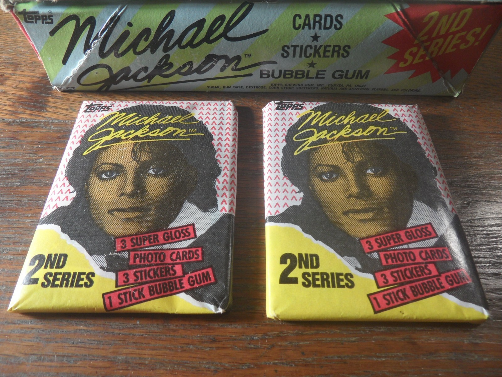 M-30 1984 Topps Michael Jackson music wax pack lot X2 packs 3/cards/stickers/PK