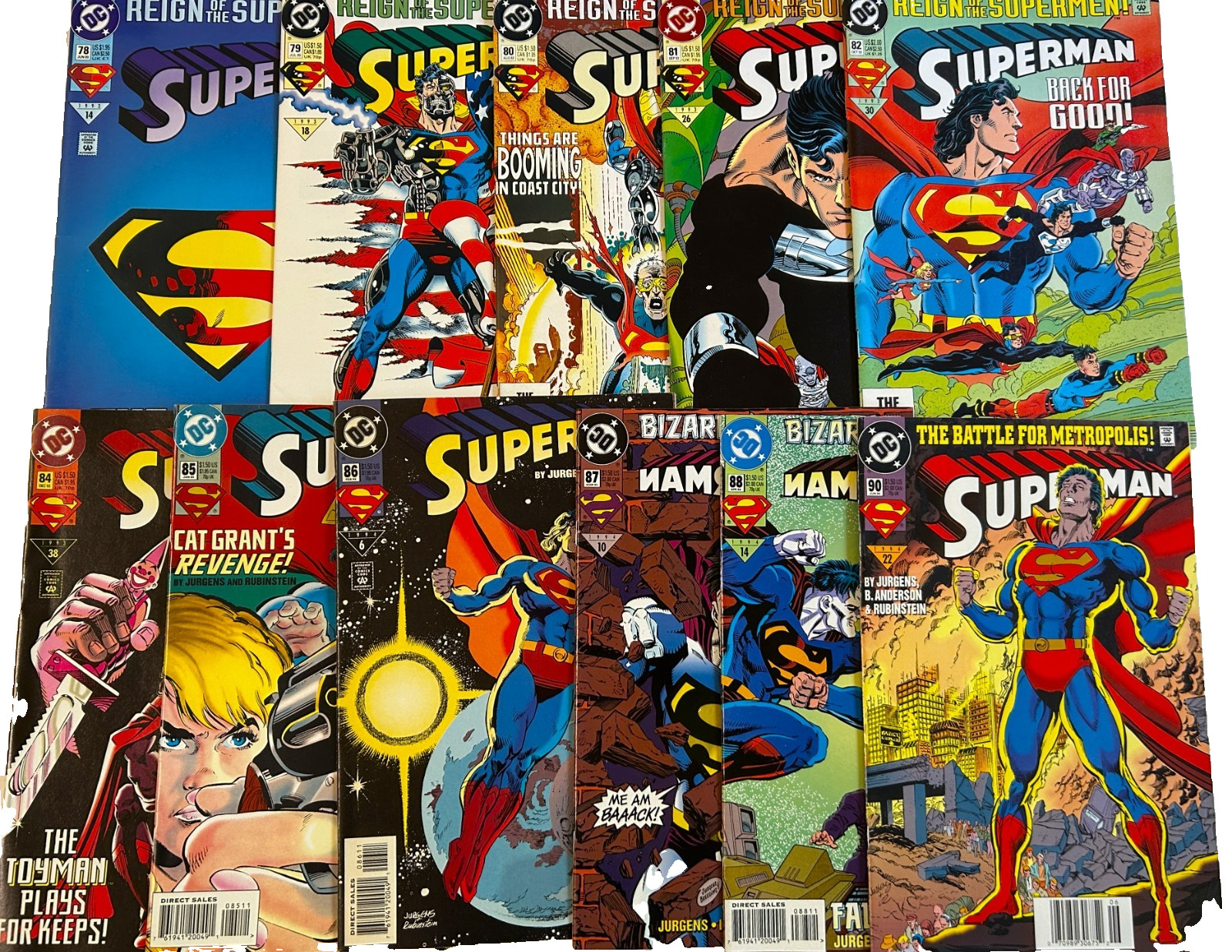 SUPERMAN 78, 79, 80, 81, 82, 84, 85, 86, 87, 88 and 90 – ELEVEN (11) ISSUES