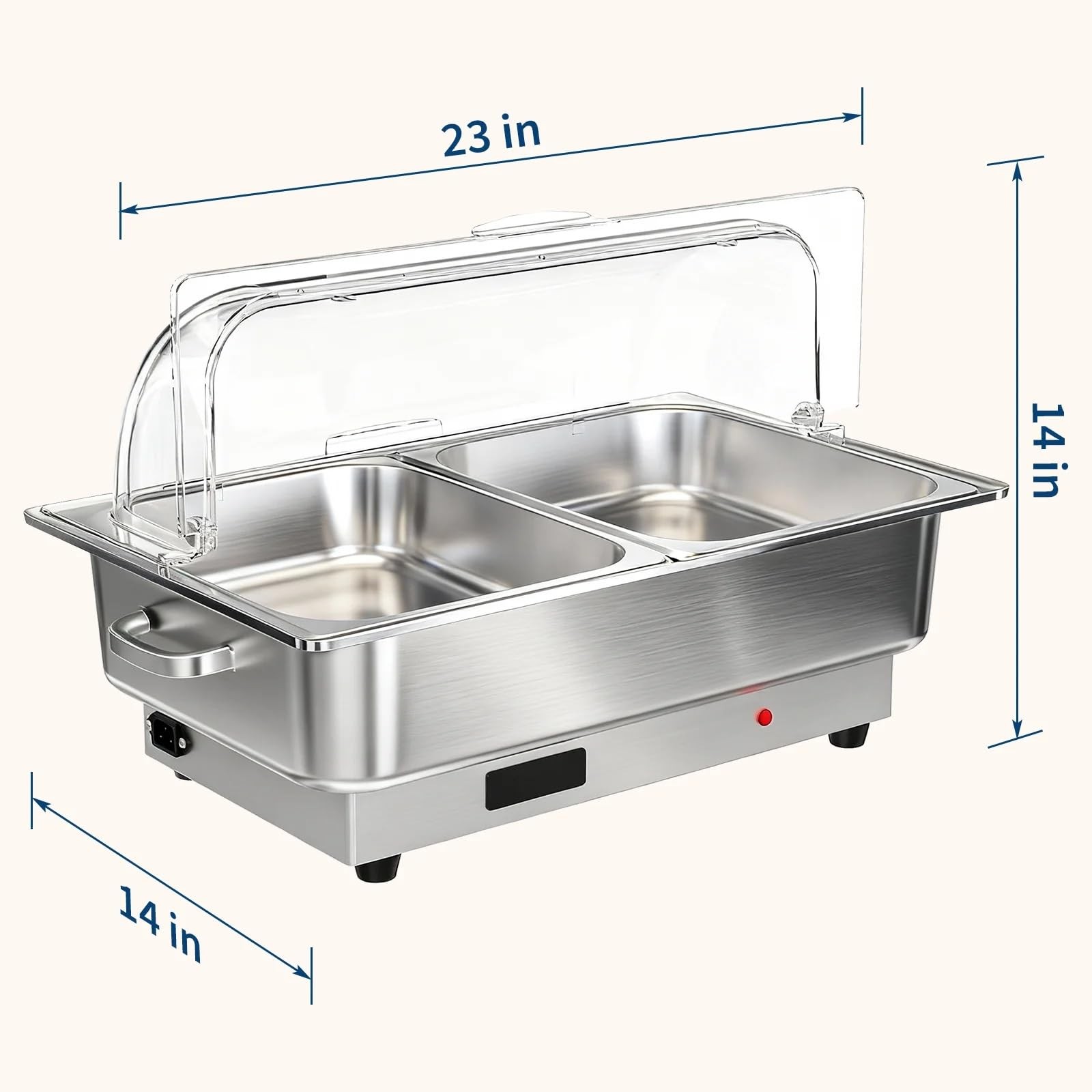 Garvee Electric Chafing Dish Buffet Set 2 4.5 Qt Roll Top Food Warmer