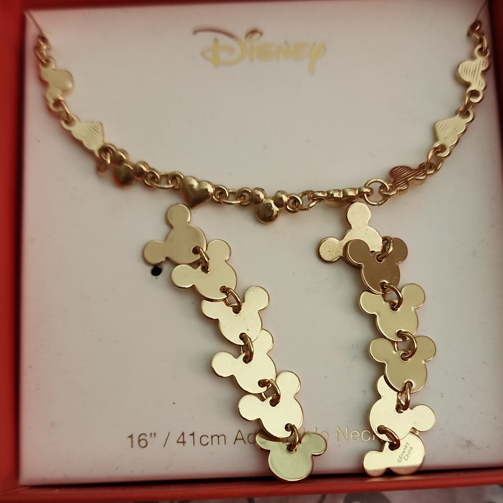 Disney Mickey Mouse Gold Tone Adjustable Necklace 16″ 41cm FAC-092484-22060