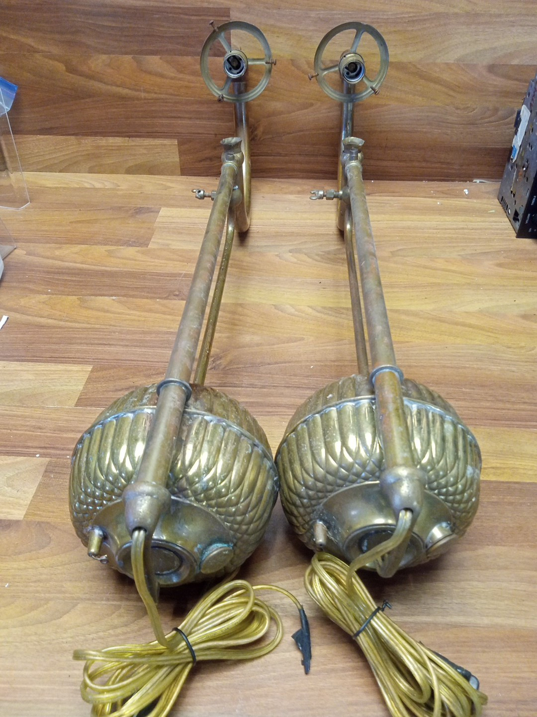 Vintage Sun Vapor Gravity Oil Lamps Canton Oh. Converted To Electricity Lot Of 2