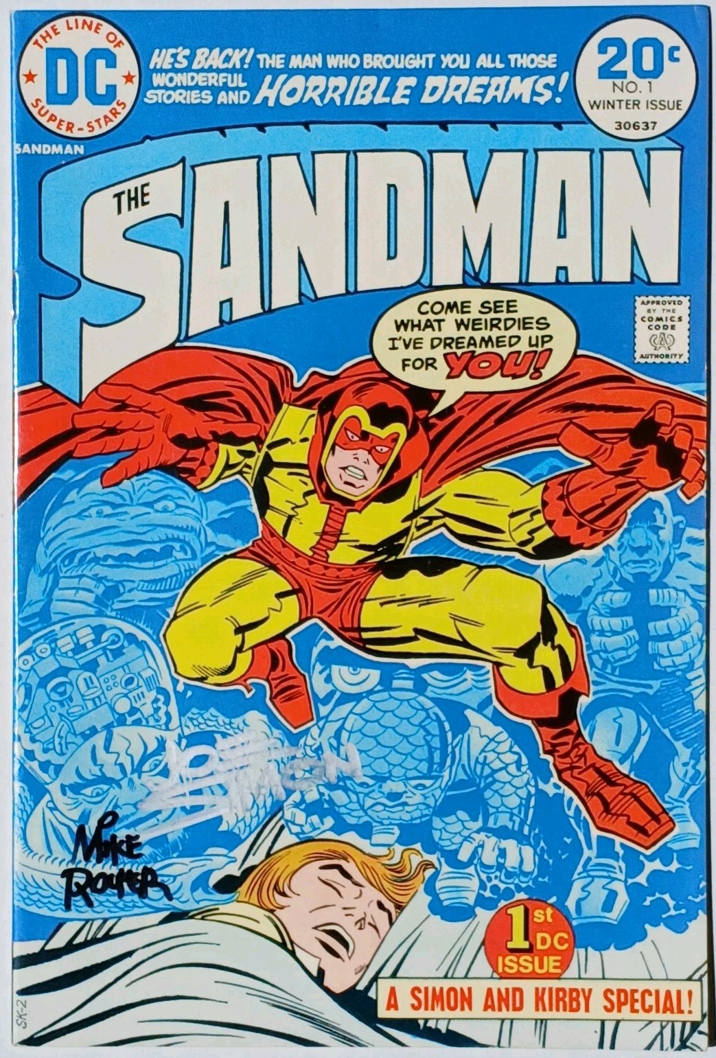 THE SANDMAN #1 VF/NM Signed 2X Joe Simon/Mike Royer 1974 Jack Kirby Art
