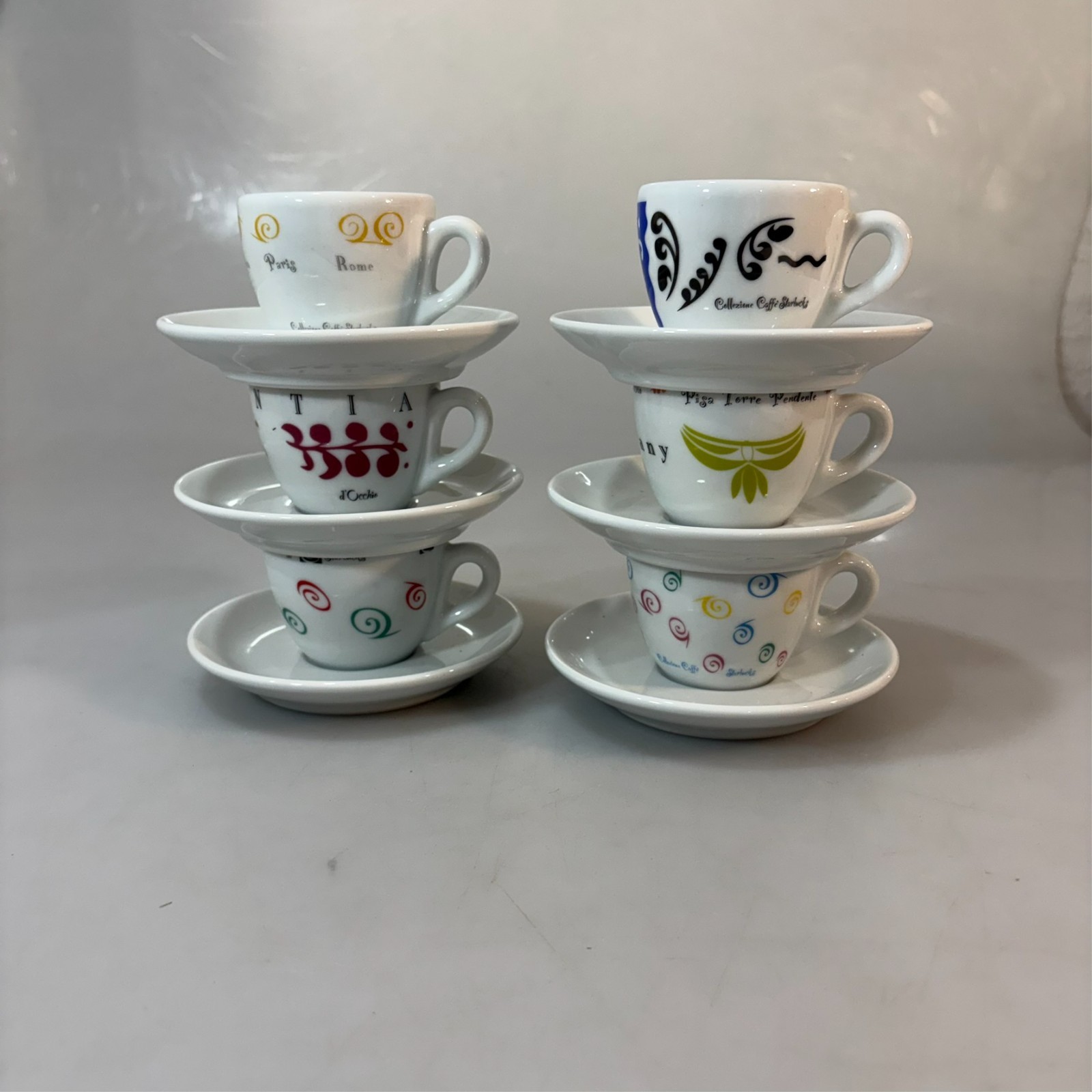 Starbucks D. Reinhart Set 6 Passaporto Collezione Caffe Espresso Cups & Saucers