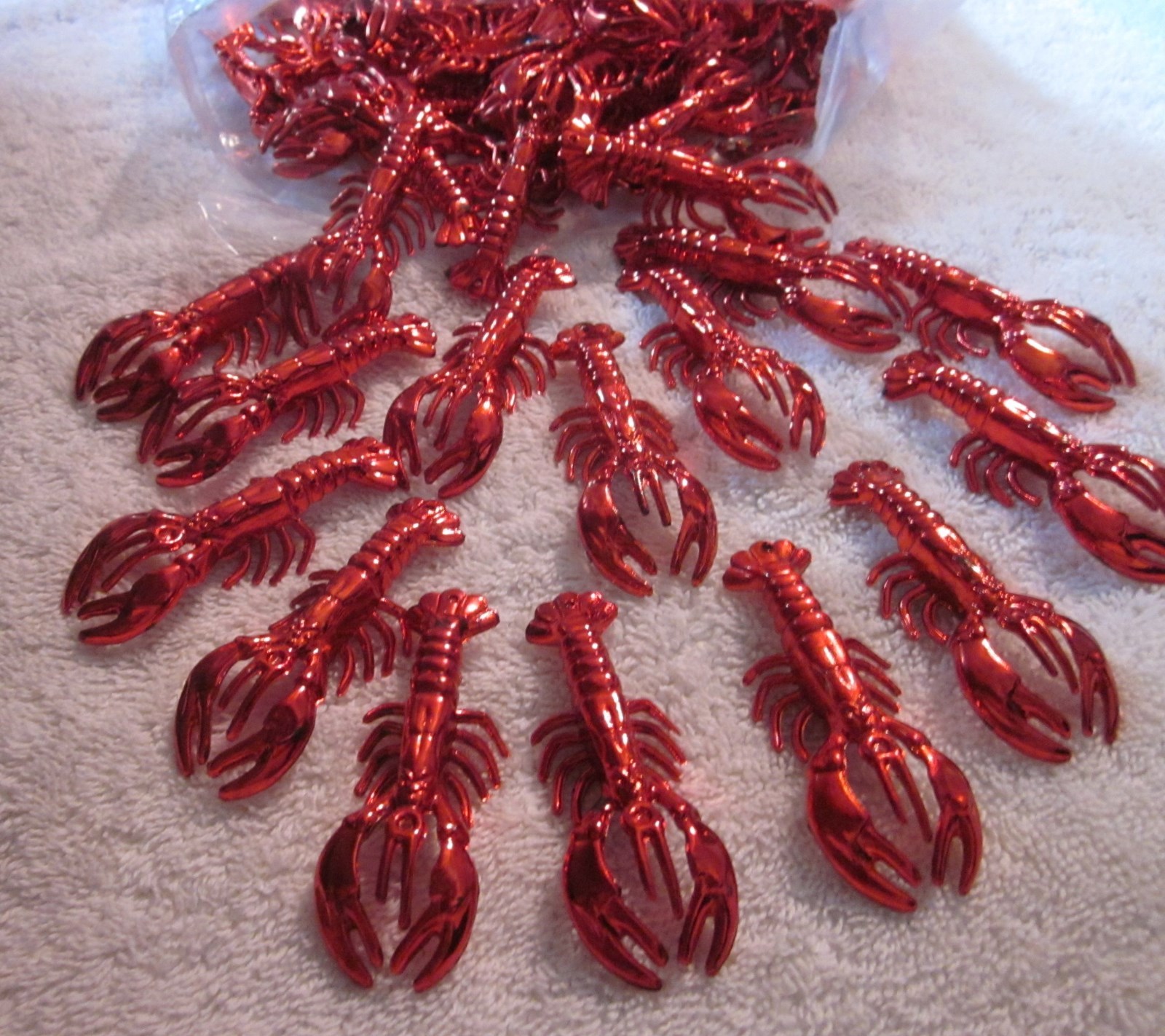 6 DOZEN (72 pieces) “RED CRAWFISH TRINKETS” 70mm – BULK CRAFTS MUDBUGS CRAYFISH