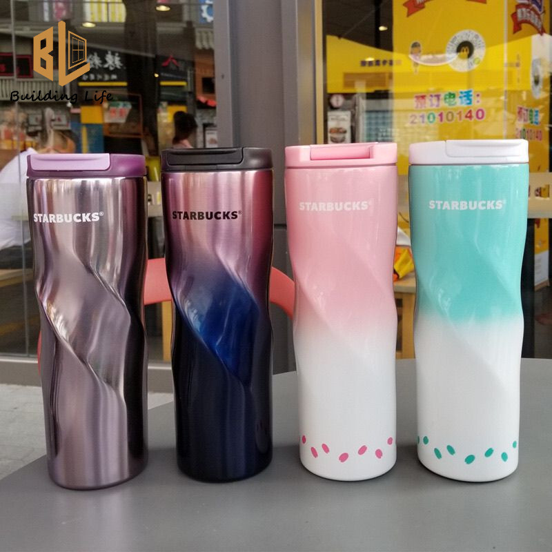 6 Styles Starbucks Cup Thermos Cup Stainless Steel Spiral Coffee Water Cup 473ml