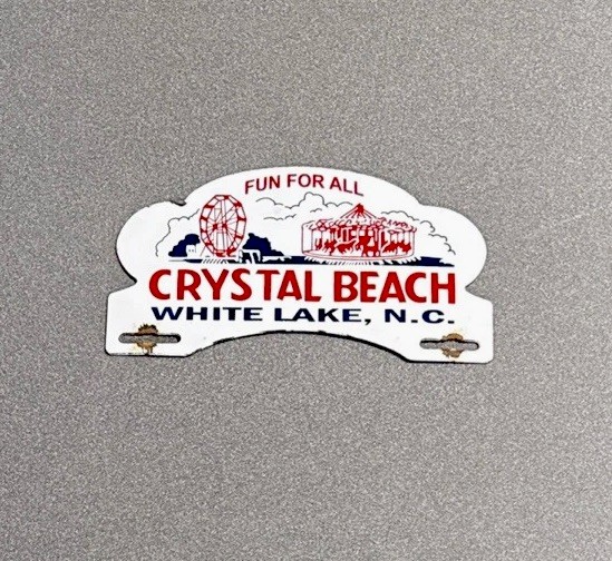 VINTAGE CRYSTAL BEACH PLATE TOPPER PORCELAIN SIGN CAR GAS TRUCK OIL MOTORCYCLE