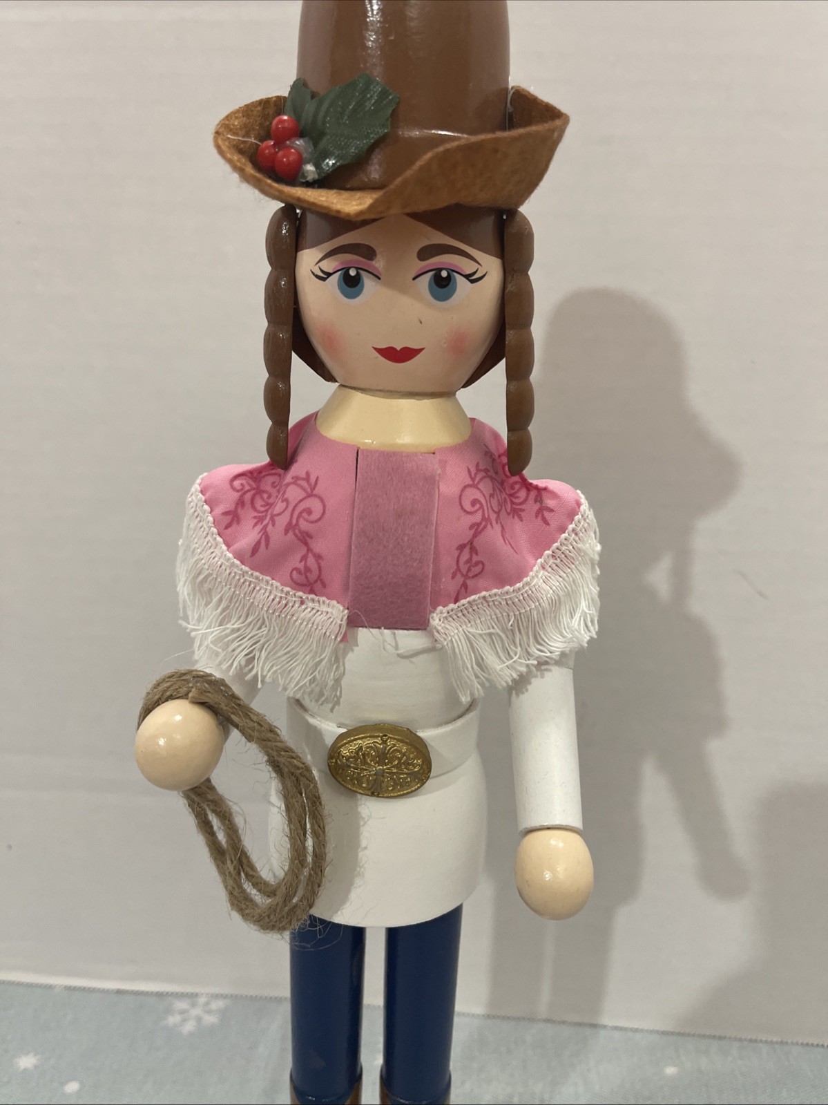 North Pole Trading Co. 14in Cowgirl Wood Christmas Nutcracke