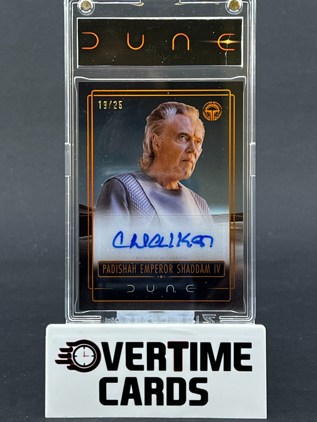 2025 Topps Chrome Dune Christopher Walken as Emperor Shaddam Orange Auto /25