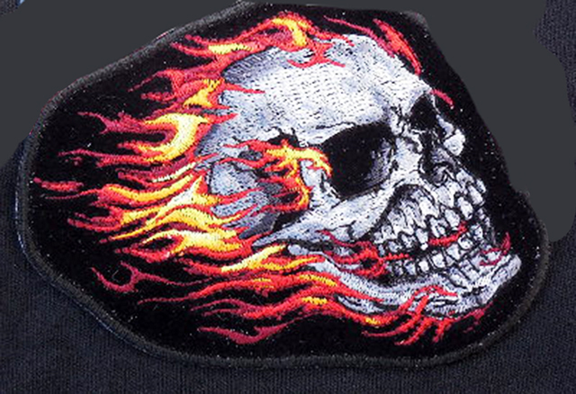 SKULL FLAMES Burning Skull OUTLAW MC 4.25 inch MC BIKER PATCH