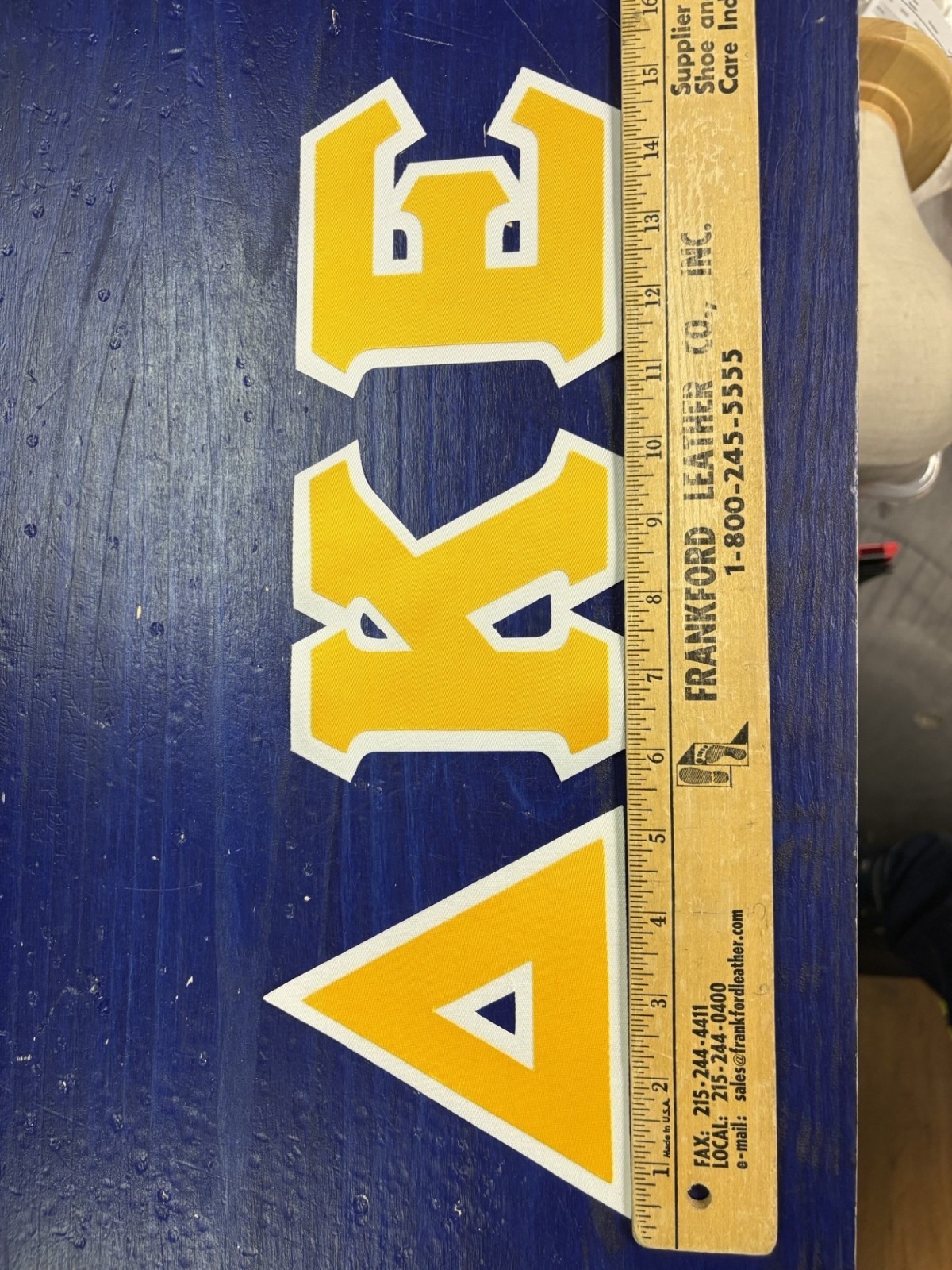Delta Kappa Epsilon 4″ Greek Twill Sew On Letters Gold/White Adhesive Backing