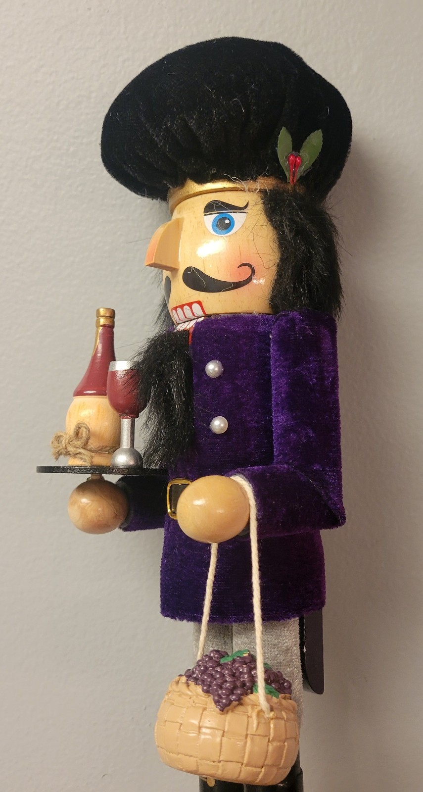 Christmas 14″ Nutcracker Purple Grapes Wine Italian Chianti Tuscany Holiday HTF