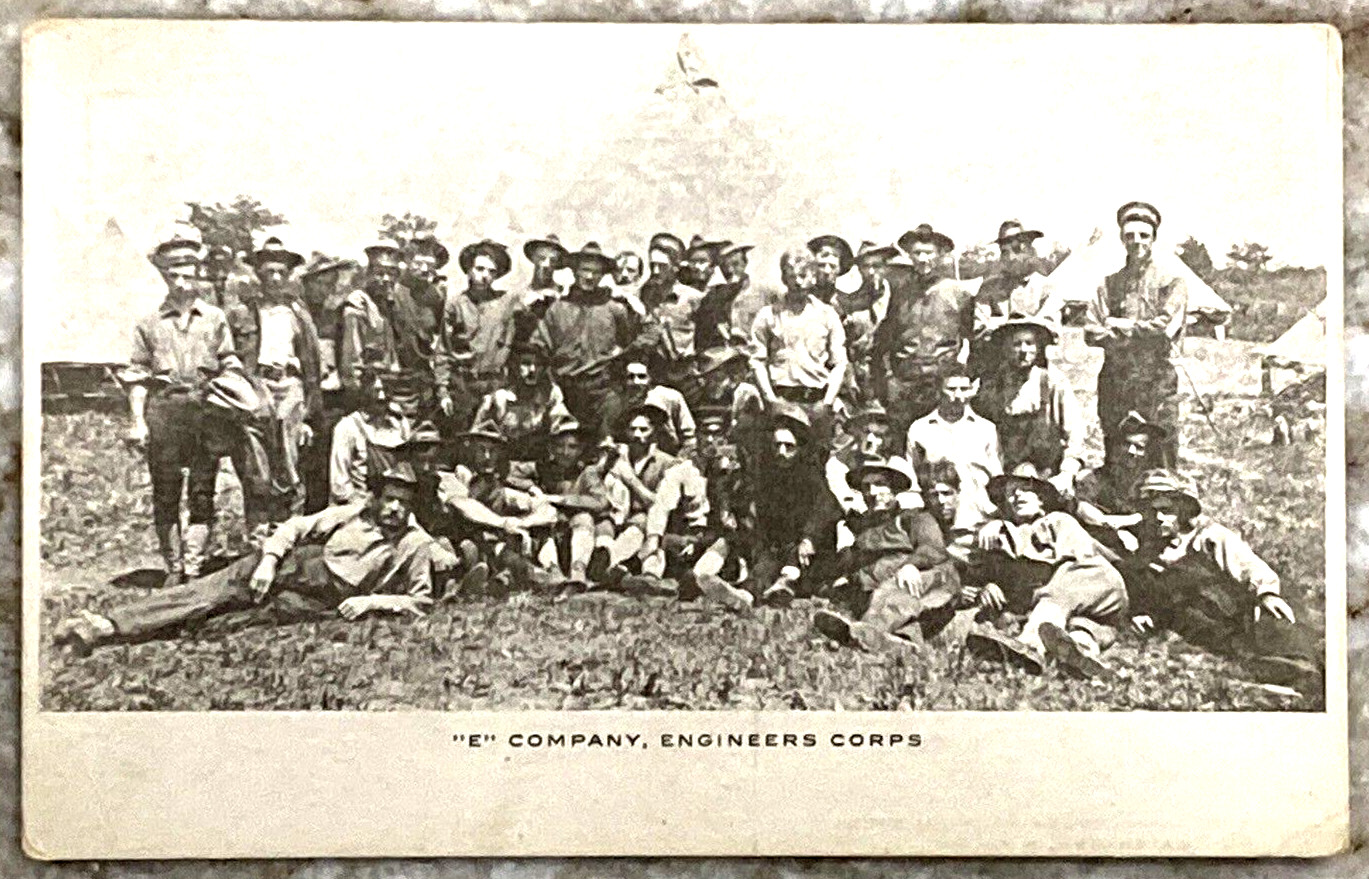E Company Engineers Corps Pine Camp New York WW1 Military Postcard 3800
