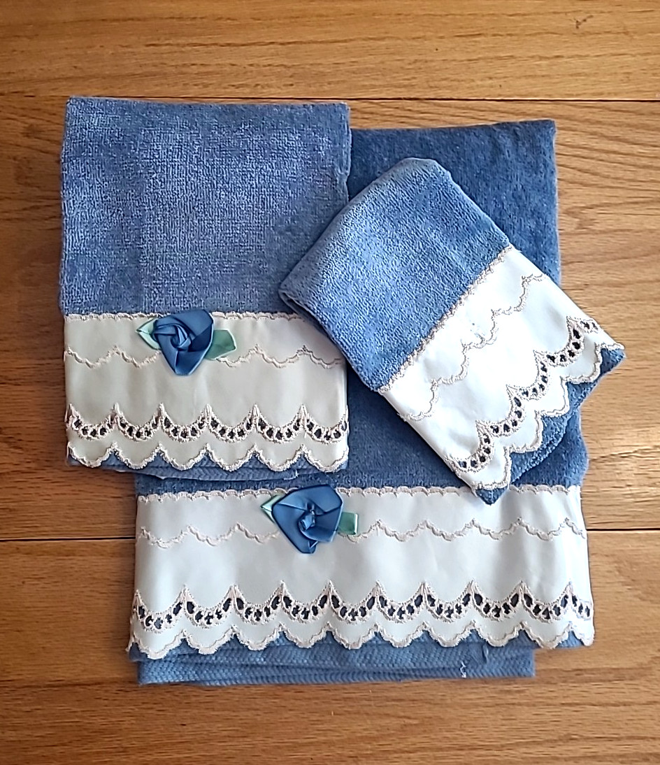 Afterbath Luxury 3 pc Towel Set ** Bath-Hand-Wash Cloth ** Vintage NEW