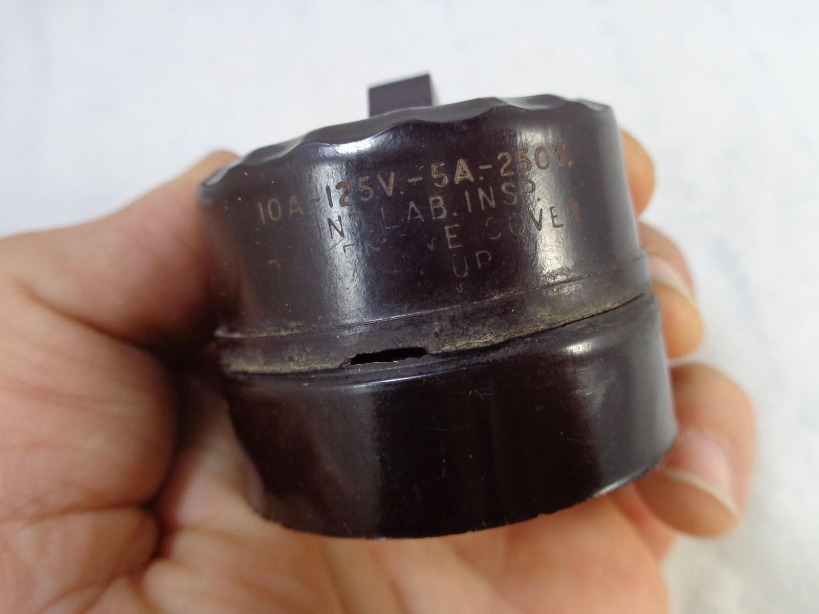 Monowatt Toggle Switch UL Bakelite Brown Round Wall Surface Mount Vintage