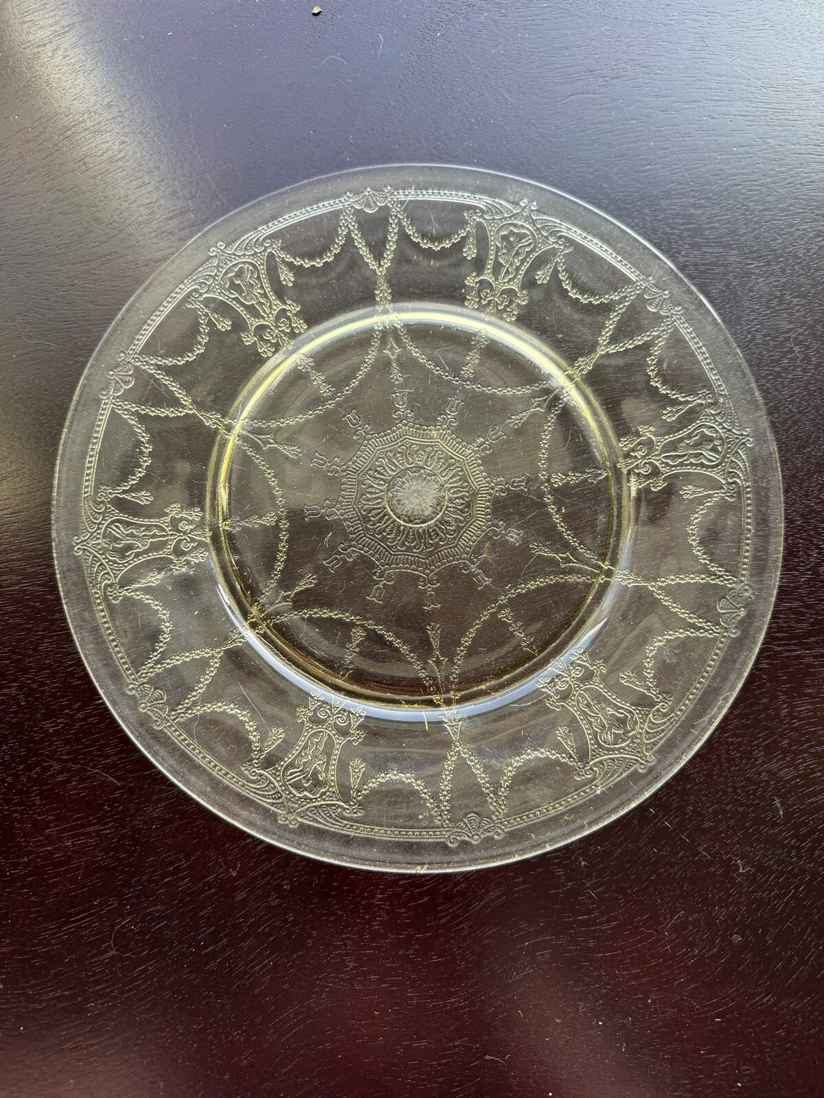 Vintage (1) Cameo Ballerina Yellow Depression Glass Dinner Plate 1930s
