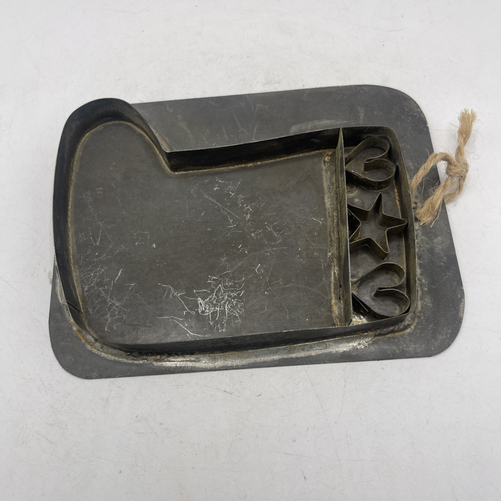 Vintage Tin-Plated Steel Christmas Stocking Cookie Cutter 5″