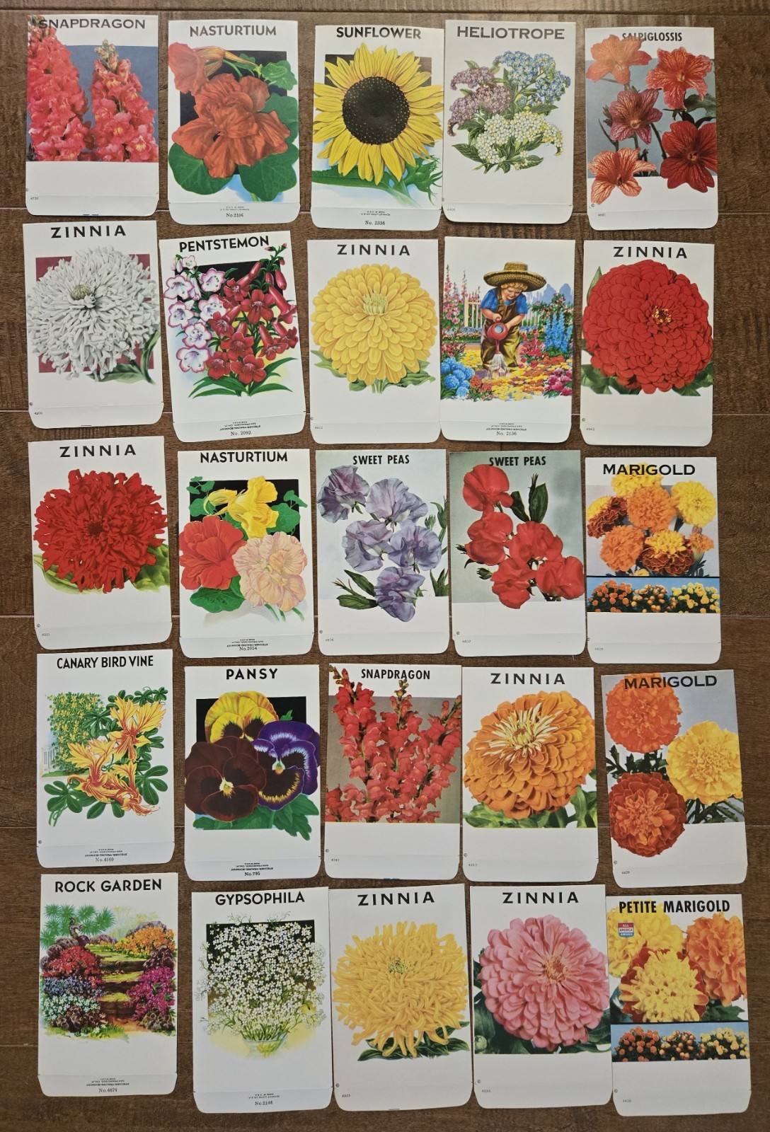 Set of 25 Different Stock Flower Seed Packets, Vintage, no seeds c09