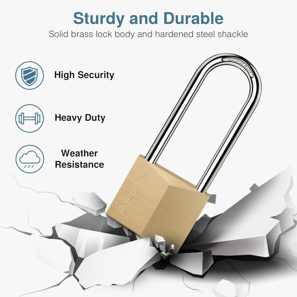 Keyed Padlock Waterproof Solid Brass Lock with Keys for Shed Storage Unit School
