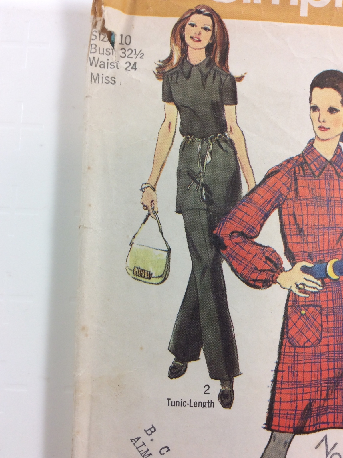 1970 Simplicity 9027 VTG Sewing Pattern Womens Dress Tunic Pant Size 10