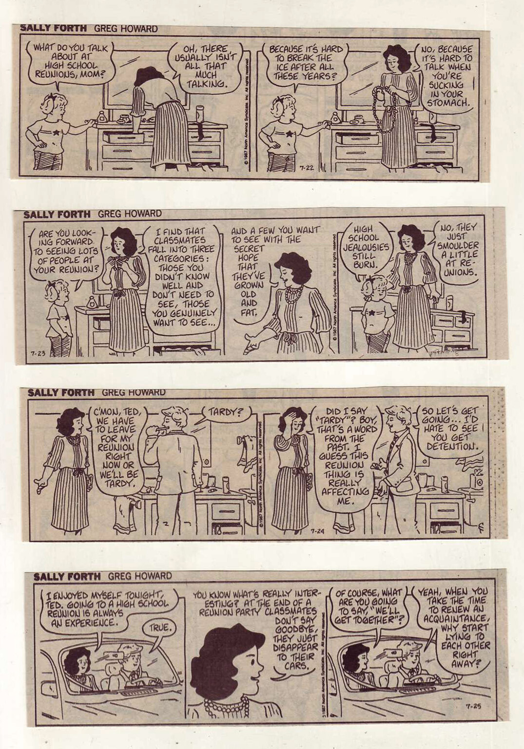 Sally Forth by Greg Howard – 24 daily comic strips from May / August 1987