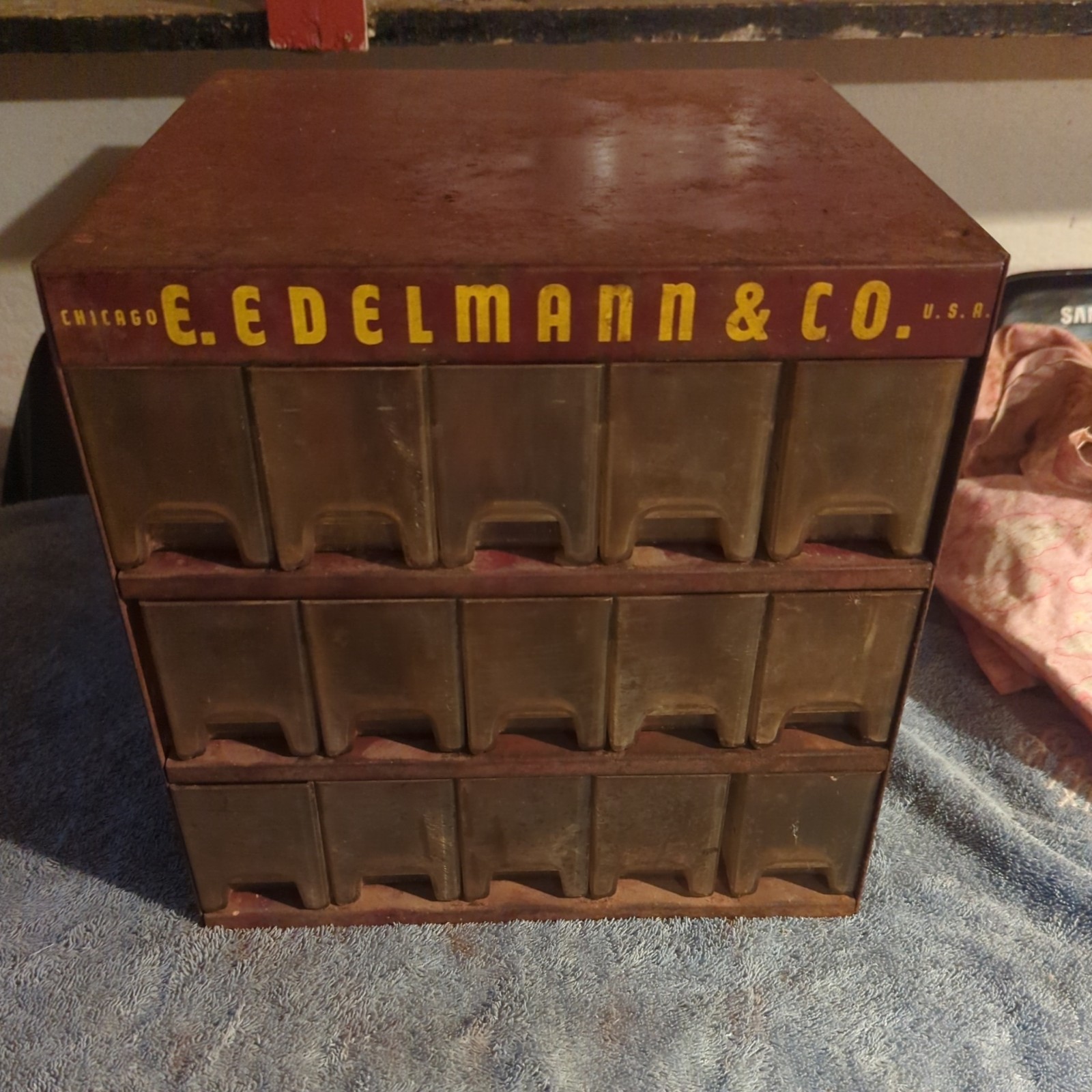 Vintage 50s 60s E. Edelmann Advertising Parts Cabinet Store Display(12″x12″x12″)